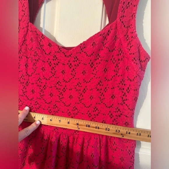 ANTHROPOLOGIE Deletta Med Fuscia Lace Embroidery Lined Sleeveless Eyelet Dress - Picture 11 of 14